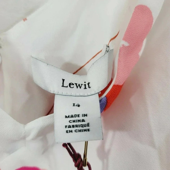 New Lewitt Women's Dress Sleeveless V-Neck Floral Print White Size 14 - Picture 7 of 8
